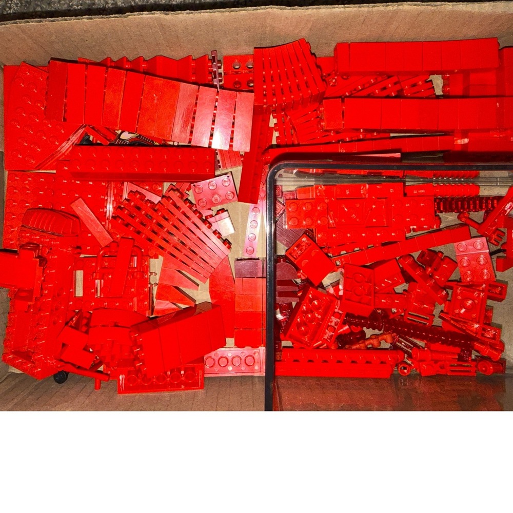 LEGO Red Bulk Brick Lot Assorted Pieces Plates Bricks 13.5oz Mixed Parts
